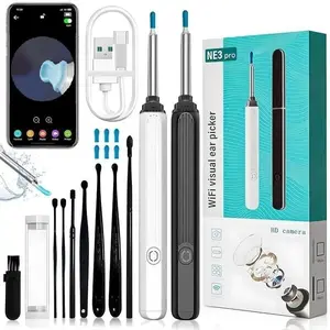 Smart Visual Ear Cleaning Device with HD LED Camera, Safe Ear Wax Removal with 6 Soft Tips, 8-Piece Set for Home Use, Perfect Health Gift for Parents and Kids, Earwax Removal Kit