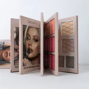 Cruelty-Free 4-Layer 43 Color Makeup Book Palette - Waterproof Eyeshadow Blush Lipstick Contour Highlighter, Travel-Portable & Long-Lasting