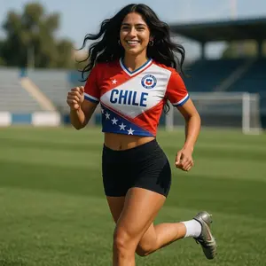 Custom Chile Soccer Crop Top Jersey, Personalized Soccer Jersey Crop Tee, Football Outfit, Festival Shirt, Football Fan