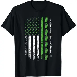 Pickle Cucumber US American Flag For Pickle Lovers Men Women T-Shirt,Made in USA