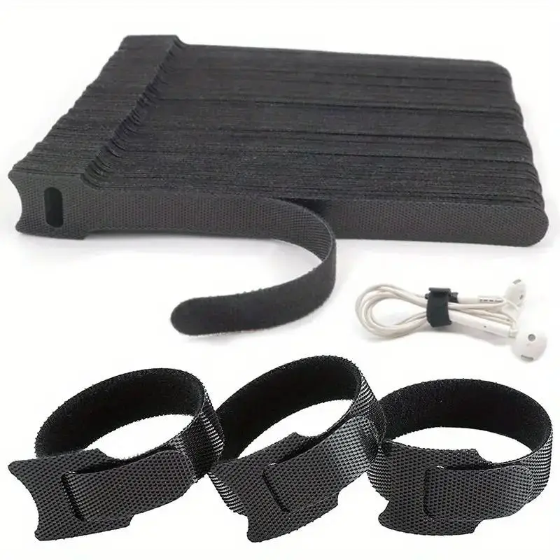 Adjustable & Reusable Cable Management Strap, 100pcs Fiber Cloth Tape, Effectively Organizing Cables and Wires for Desk & Drawer