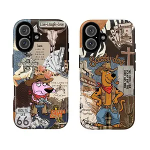 Y-Cute Cowboy Scooby-Doo & Courage Phone Case,Having good protective properties,for iPhone 16 15 14 13 12 11 17Pro Max,for Samsung S25 S24 S23 S22 Ultra,Protective Cover,give her/him a gift for Christmas and Thanksgiving