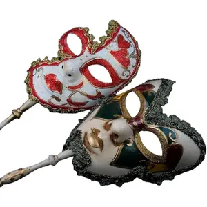 Cosplay Masks Venetian Musical Carnival Mardi Gras Masquerade Mask On Stick Party Fancy Dress