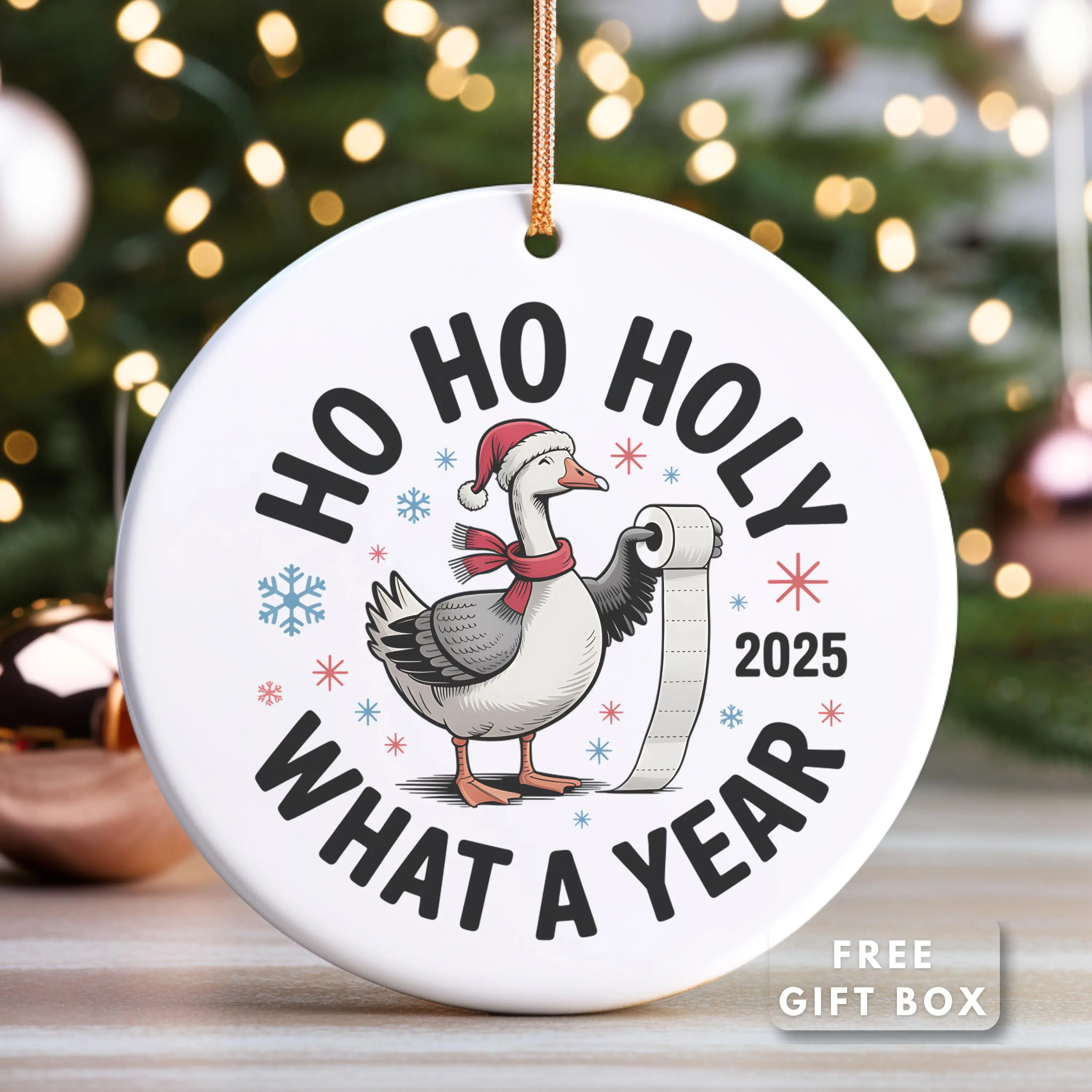 Ceramic Funny Christmas Goose Ornament - Sarcastic Silly Holiday Decor, 2025 Festive Home Gift for Friends, Home & Party Supplies, Ceramics
