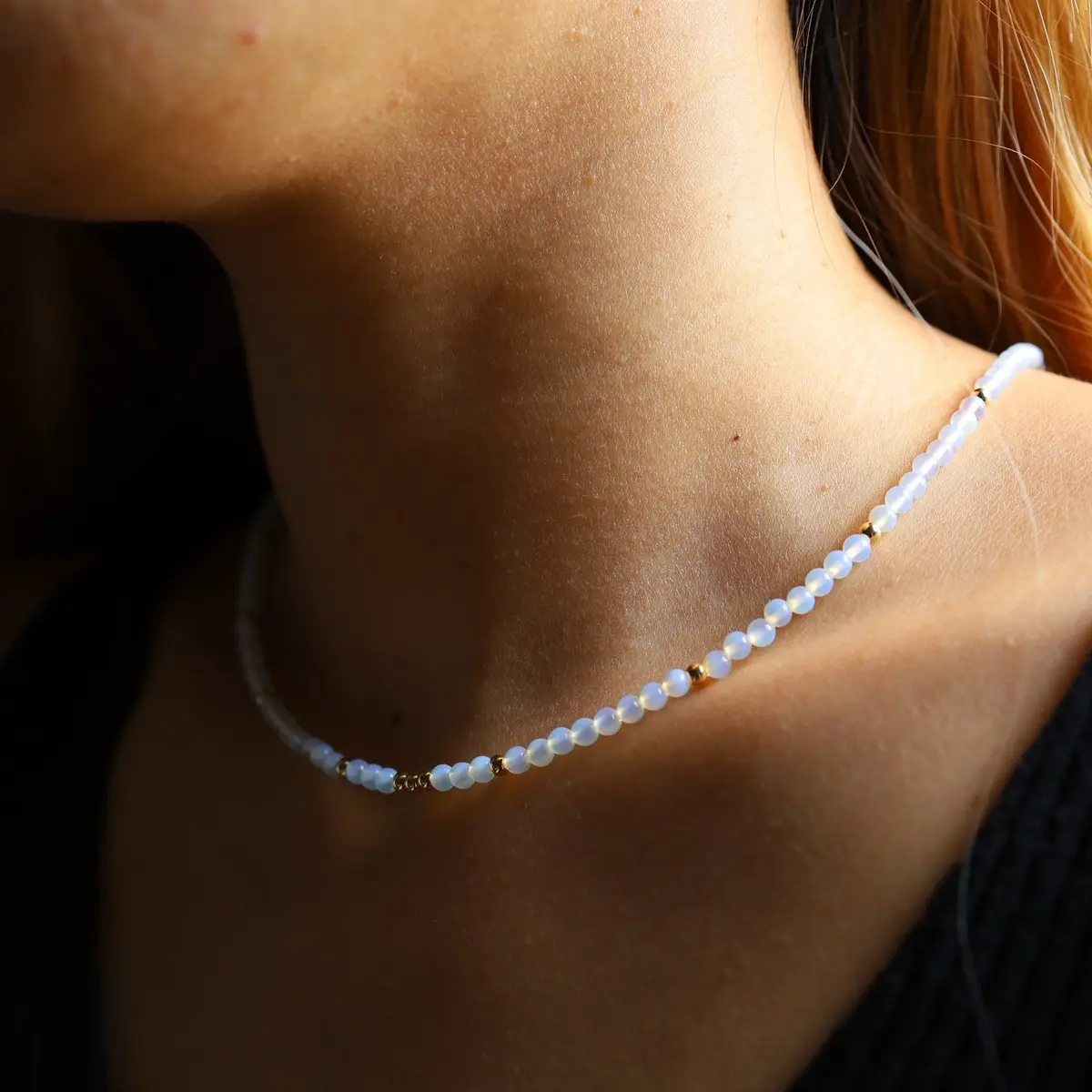 Opalite Gemstone Choker Adjustable Necklace, Opalite Unique Gemstone Necklace Gift Idea, Opalite Crystal Gemstone Choker Beaded Necklace Opalite Jewelry Daily Daily Daily Daily Daily