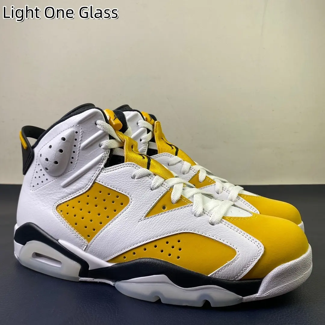 Tri-Tone White Yellow Black High Cut Athletic Shoes | Breathable Perforated Grain Leather Construction | Deep Groove Anti-Slip Rubber Outsole | Fast Fit Adjustable Laces | Daily Urban Commute & Casual Basketball Training