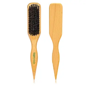 Boar Bristle Hair Brush Slick Back Hair Brush for Sleek Ponytail Bun & Smoothing Baby Hairs- Soft Medium Smoothing to Style,Polish & Lay Hair Down Flat- Wooden Brush for Men Women