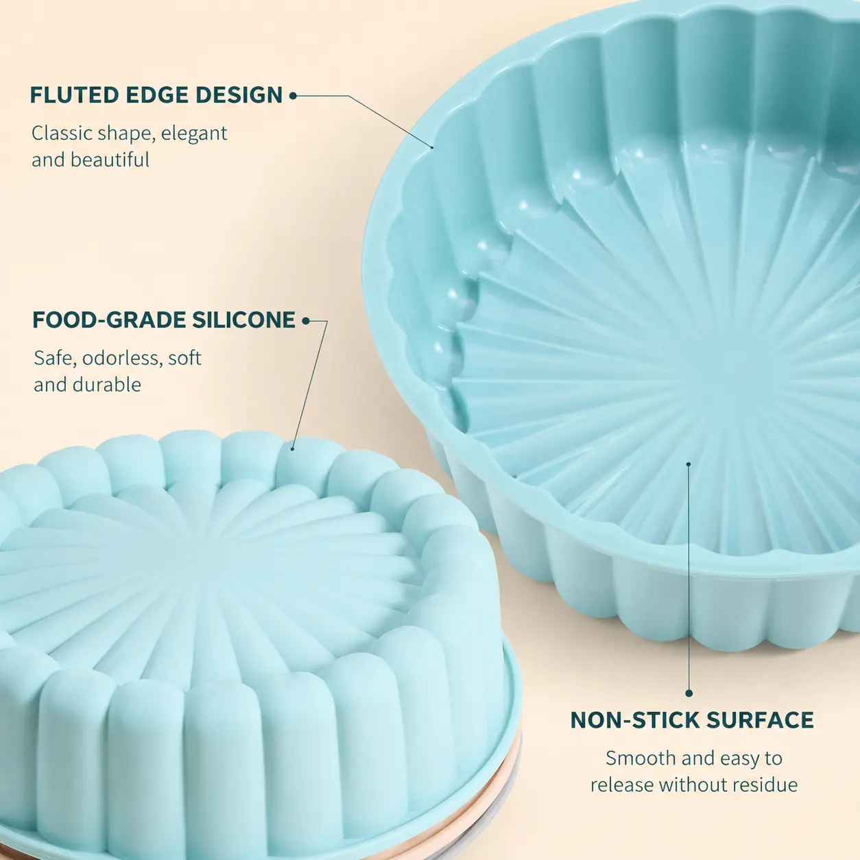 1 Piece, Food Grade Silicone Round Cake Mold Non-stick Easy to Clean Temperature Resistant for Home Kitchen Baking Dessert Making