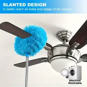 Ceiling Fan Dust Collector with Extendable Arm and Lock, Detachable Brush Head, Washable, Ideal for Rvs, Home, Bedroom, Bathroom, Kitchen, Household Cleaning Tool