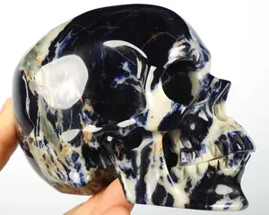5.1" Sodalite Carved Crystal Skull,Super Realistic, Crystal Healing