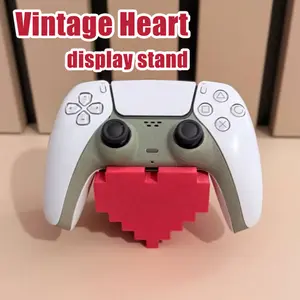 1pc Retro Heart Game Controller Display Stand for Ps5/4, Stable Base Anti-Fall, Pixel Art Desktop Shelf Decor, Modern Gaming Space Accessory
