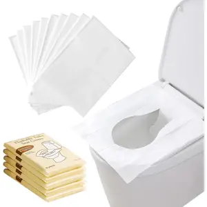 50 count Toilet Seat Covers Disposable Flushable Travel Essentials for Public Restrooms, Airplane, Camping Convenient Paper Covers for Men Women