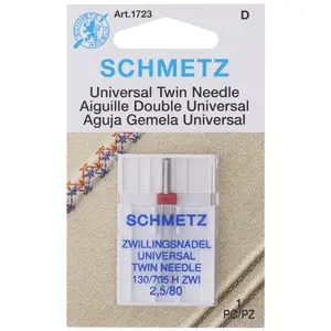 Schmetz Twin-Triple Needle, 2.5mm Size, 80 Needle System, 1723 Model - Sewing Supplies for Textiles & Soft Furnishings, Needles