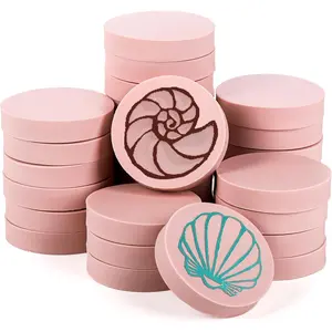 30 Pack 2" Round Rubber Stamp Carving Blocks, Soft Rubber for Craft Project, Great for Beginners and Professional - Pink