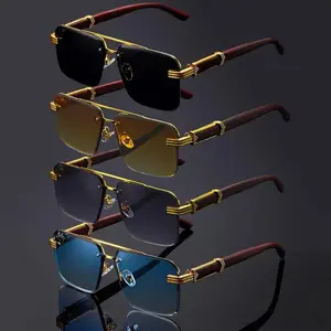 Unisex Vintage Retro Square Sunglasses, Oversized Double Bridge Lightweight Shades With Classic Versatile Frames For Casual Daily Outfit And Party Occasions