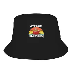 Keep Calm I'm A Barista Printed Bucket Sun Hat,barista bucket hat, printed coffee bucket hat, vintage sun hat,coffee lover gift, barista accessory, outdoor sun hat, everyday wear