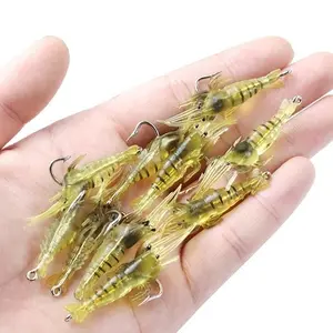 Lures Bait 4 Cm Shrimp Luminous Hooked Shrimp Sea Fishing Freshwater Bait Soft Bait Simulation