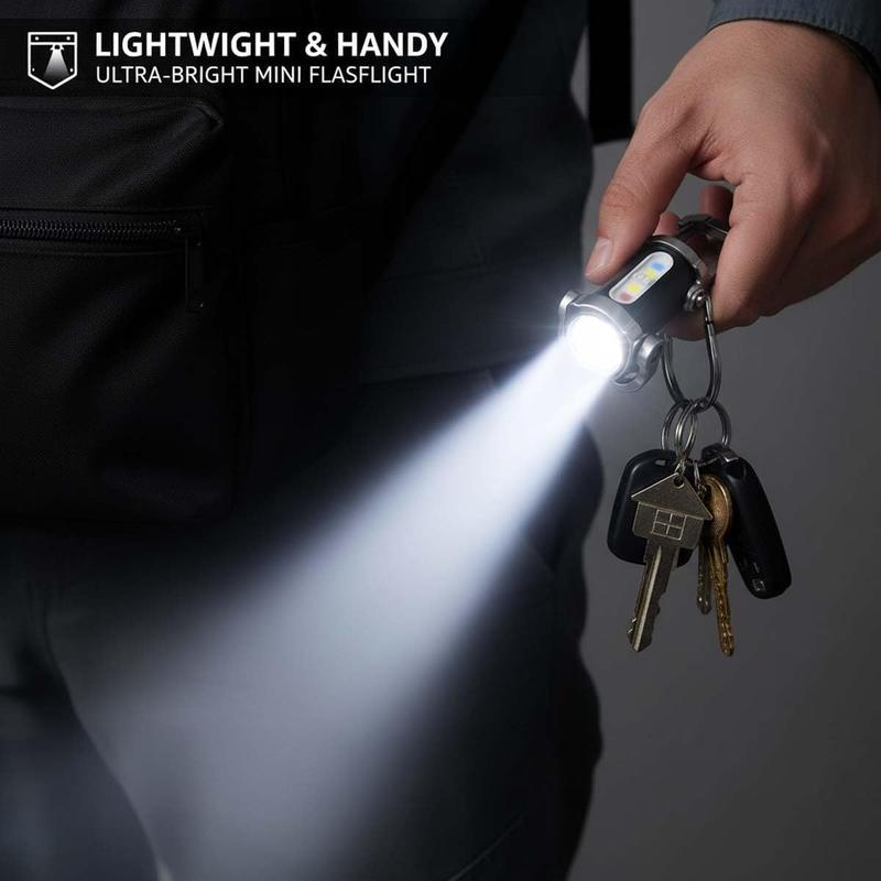 Portable Rechargeable Bright Keychain Flashlight Phone Charger, Mini Keychain Flashlight, 7 Modes, 1200 Lumens EDC Waterproof Keychains Flashlight (4PCS)