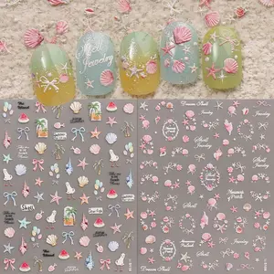 2pcs Summer Watermelon Fruit Nail Art Stickers, Easy Apply Daily Nail Design, Glossy Finish, DIY Manicure Accessories, Wedding Makeup Tools