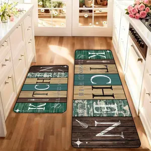 Country Style Kitchen Rug Set, Washable Non-Slip Low Height Floor Mats, Ideal for Kitchen Laundry Room Hallway Home Decor Spring Summer