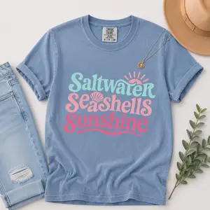 Comfort Colors Summer Seashells Sunshine Tee, Beach Vacation Shirt, Trendy Summer Design, Sublimation Shirt - TrendWear USA