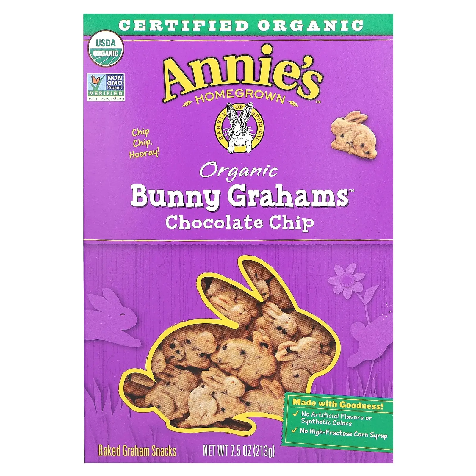 Annie's Homegrown Organic Baked Bunny Graham Snacks, Chocolate Chip, 7.5 oz (213 g)