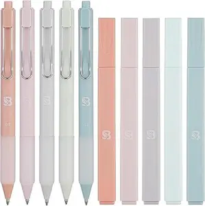 Aesthetic Highlighters and Gel Pens - Soft Ink, No Bleed, Dry Fast, Easy to Hold, Ideal for Bible Journaling Planner School Supplies (Pastel)