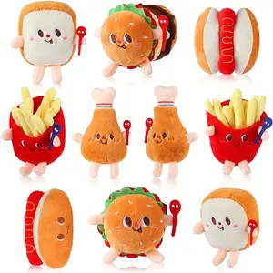 Cute Cartoon French Fries Hamburger Plush Keychain
