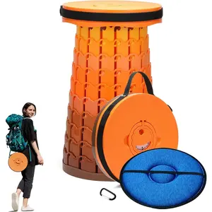 19.7" Heavy Duty Collapsible Stool with Cushion - Portable, Foldable Camping Stool for Adults, Max Capacity 1000lbs