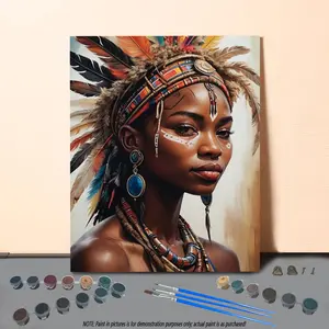 African Woman Pattern DIY Painting By Numbers Kit, 1 Set Frameless DIY Painting By Numbers Kit, Wall Art Decoration for Home Living Room Bedroom