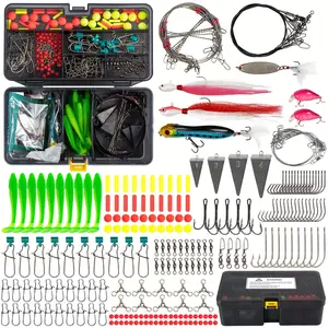 234Pcs Surf Fishing Tackle Kit Ocean Saltwater Fishing Lures Surf Fishing Gear Fish Finder Rigs Pompano Rig Pyramid Sinker Weight Fishing Hooks Swivels Various Accessories