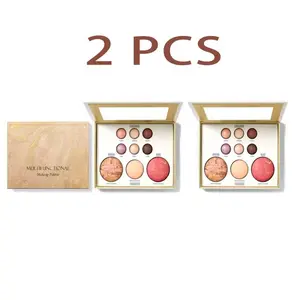 【2pcs】Makeup Palette, Eyeshadow Contour Blush Highlighter, Multi-Use Cosmetic Set, Essential for Beginners, Must-Have Beauty Product