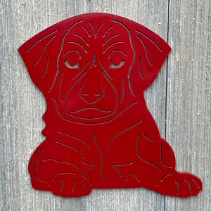 Dog Metal Sign Cutout - Adorable Puppy Powder Coated Metal Sign - A Delightful Addition to Any Home or Business!