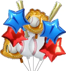 10PCS Glove Baseball Foil Balloons 20 Inch Sports Mylar Balloon for Baseball Themed Birthday Party Supplies Baby Shower Decoration
