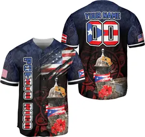 Personalized Puerto Rico Jerseys for Men, Puerto Rico Soccer Jersey, Customized American Flag Baseball Jersey