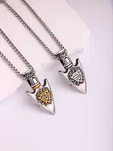1PC Vintage Stainless Steel Myth of North Europe Viking Arrow Necklace Men Odin Compass Necklace for Men Jewelry Gift for Him