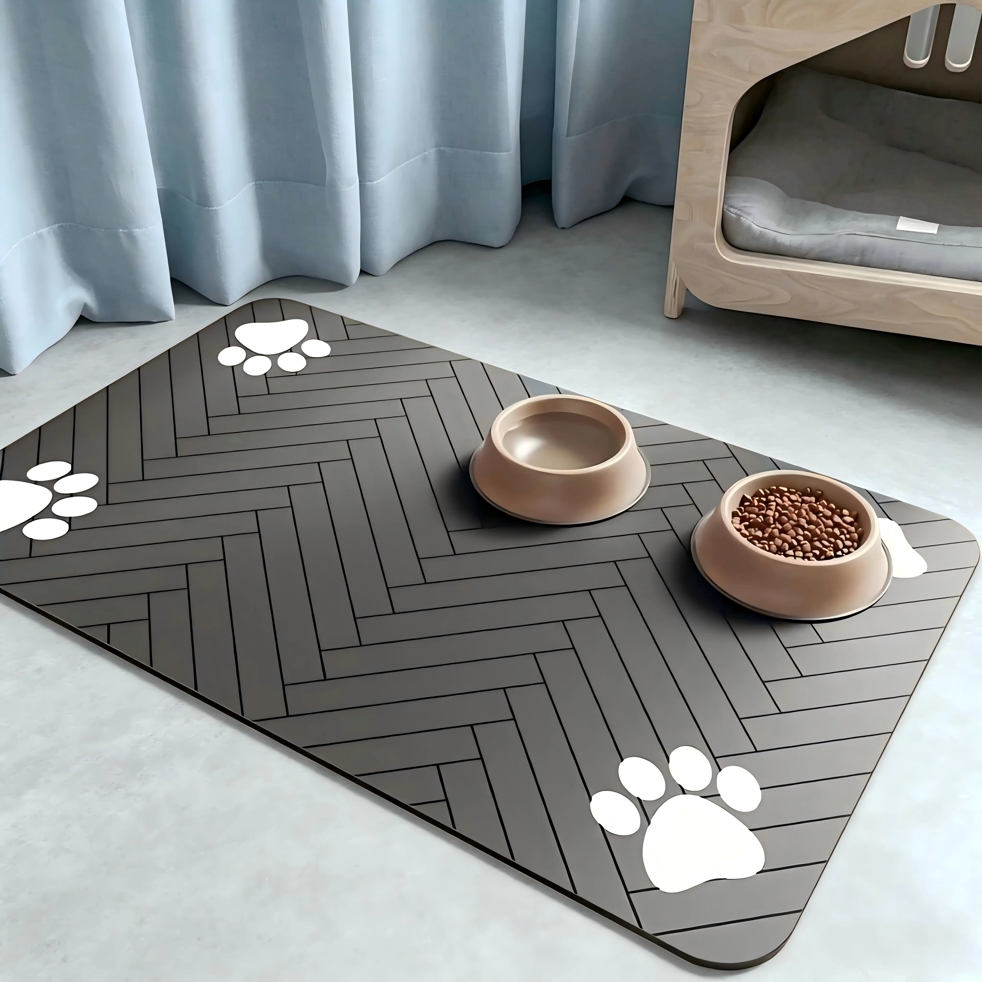 Dog Cat Feeding Mat – Stain-Free Non-Slip Mat for Food & Water, Easy Clean, Quick Drying mat-absorbent pet placemat Pets Placemats Dog Dog food mat Cat food mat Dog mat for food and water Dog bowl mat Dog food mat Cat food mat Puppy essentials