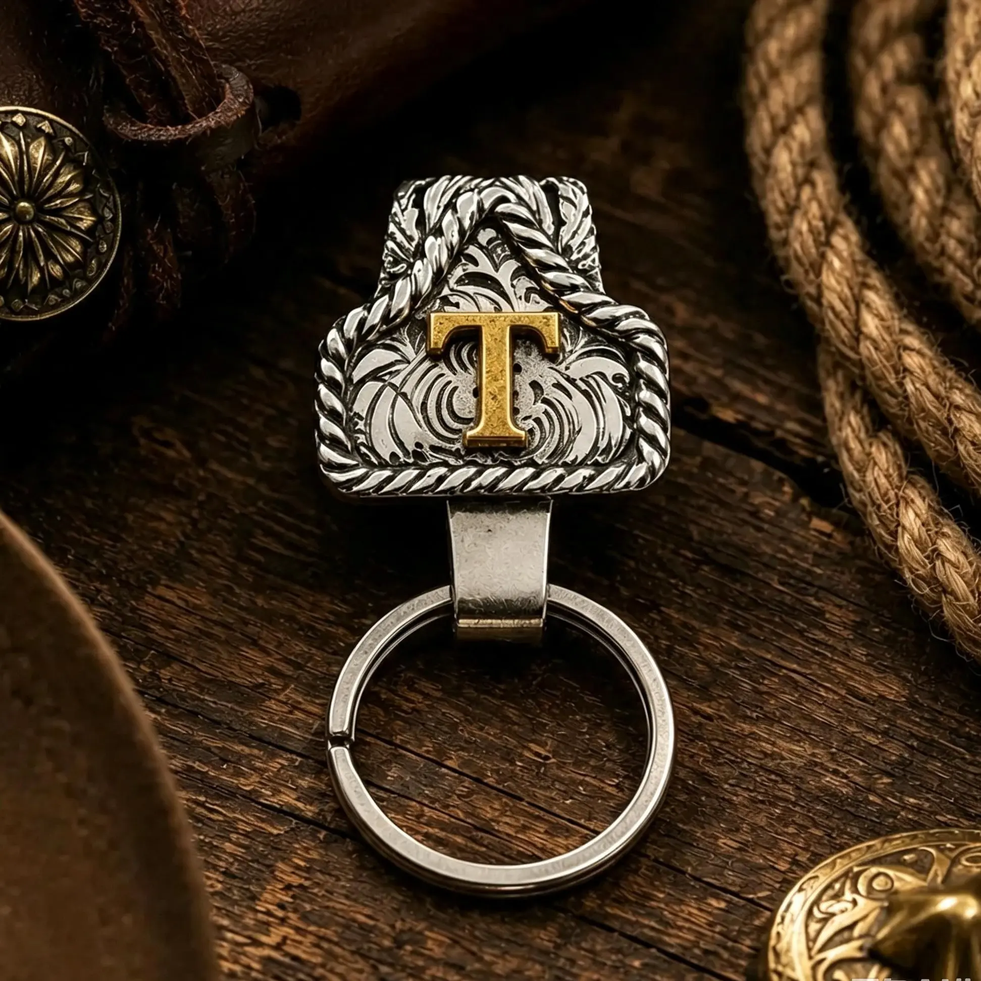 Western Cowboy Initial Keychain for Men & Women Vintage Leather Letter Key Ring Rustic Rodeo Cowgirl Cowgirl Gift, Personalized Country Western Accessory Cowgirl Rodeo Gift Personalized Alphabet Keychain Fall College Backpack Charm Country Gift for Girls