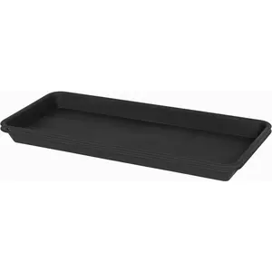 2 Pack Plastic Plant Saucer, Rectangular, Indoors Outdoor, Drip Tray for Flower Pot, Windowsill (6 X 11 Inch, Black) VUWEZ