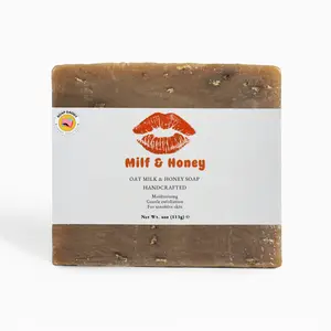 M.I.L.F. Milf & Honey Oat Milk Honey Soap - Handcrafted, 4 oz, Gentle Cleansing, Moisturizing, Sensitive Skin Friendly, Organic Ingredients