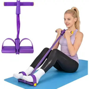Sports & OutdoorsBlingKingdom Multifunction Fitness Resistance Band, 6-Tube Tension Exercise Rope Elastic Yoga Foot Pedal Puller Abdominal Trainer Band for Arm, Leg, Core, Workout, Sit-Up Training, Stretching