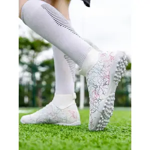 Men's Random Pattern Lace Up High Top Football Shoes, Soccer Shoes, Turf Shoes, Breathable Comfortable Football Cleats, Professional Anti-slip Training Shoes, Football Shoes for All Seasons