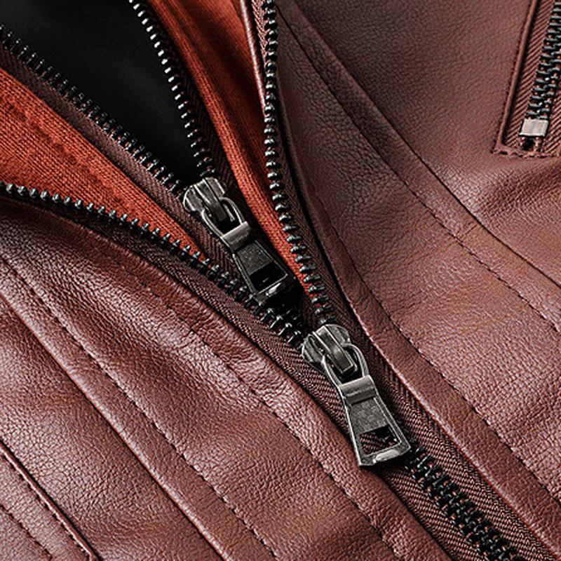 Men's Winter PU Leather Faux Two-Piece Hooded Jacket – Thick, Warm, Trendy Motorcycle Style Coat with Removable Hood, Ribbed Cuffs, and Zipper Front Closure; Perfect for Streetwear, Jogging, Fishing, or Casual Wear; A Versatile Addition to Any Man's Wardr