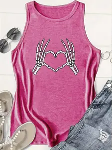 Skeleton Hands Heart Racerback Tank | Gothic Love Sleeveless Top