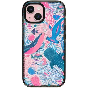 Compact Phone Case [4 ft. 2X Military Grade Drop Protection/Slim/Lightweight] - Under The Sea - Clear Black
