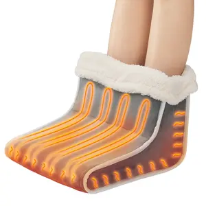 VEVOR Electric Foot Warmer, Double-Sided Heating Pad for Feet, 6-Level Heating Slippers Feet Warmer with Timer & Auto Shut-Off, Ultra-Soft Flannel Heated Boots Shoes Washable, Warm Gift for Women Men