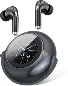 Smart Touch Screen Wireless Earbuds with 180° Rotating Case – Bluetooth 5.4 Stereo  swimming headphones