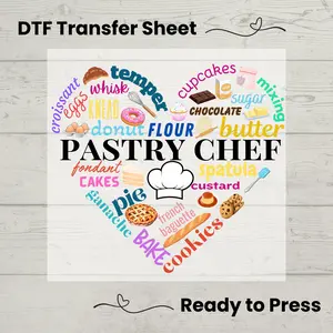 Pasty Chef DTF, Dtf Transfer Sheet, Ready to Press, Custom Dtf, DIY T-Shirt Transfer, Pastry Chef Gift, Personalized Gift, Custom Name