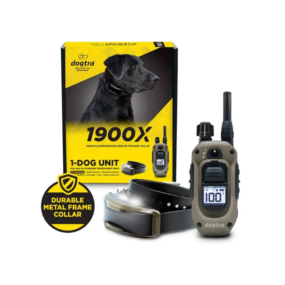 Dogtra - 1900X - 3/4 Mile - Remote Training Collar | USB Rechargeable Dog Training Collar with LED Lights – Dual Remote Casing, Adjustable Waterproof E-Collar with Precise Control, Vibration and Safety Locks for Dogs 35 lbs+