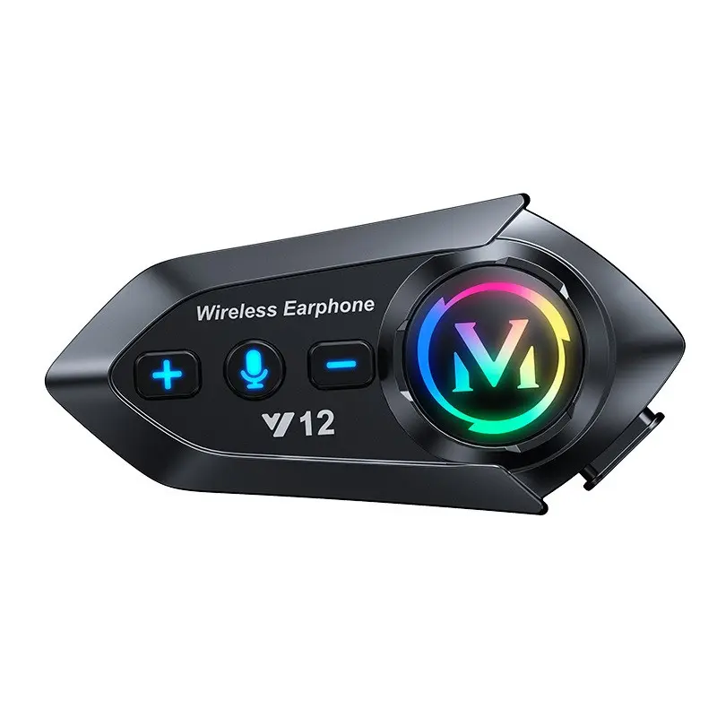 Wireless Motorcycle Helmet Headset, Noise Canceling Smart Voice, Fm Radio & Atmosphere Light, Hands-Free Riding Accessory for Music/call, Motorcycle Accessories